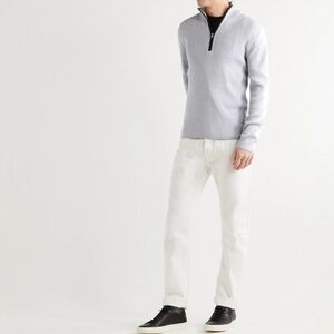 Theory Grey Cotton And Wool 1/4 Zip Sweater L